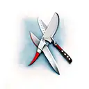 Knife with sharpening steel tattoo design idea