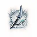 Knife with sharpening steel tattoo design idea