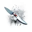 Knife with sharpening steel tattoo design idea