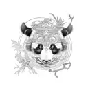 panda, mantis, viper, crane and a tigress together tattoo design idea