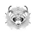 panda, mantis, viper, crane and a tigress together tattoo design idea
