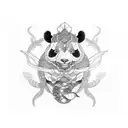 panda, mantis, viper, crane and a tigress together tattoo design idea