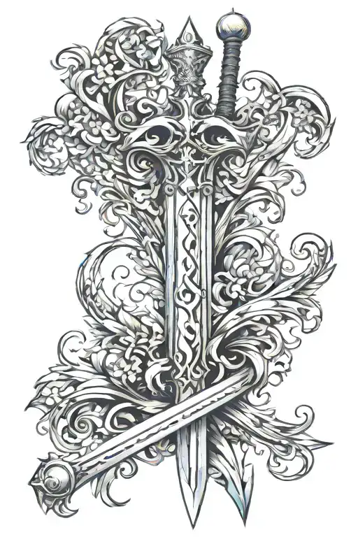 Excalibur sword tattoo design idea