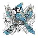 A geometric pattern incorporating the silhouettes of Bluejay tattoo design idea