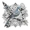 A geometric pattern incorporating the silhouettes of Bluejay tattoo design idea