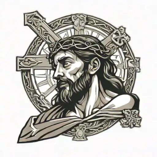 passion christ crucifixion tattoo design idea