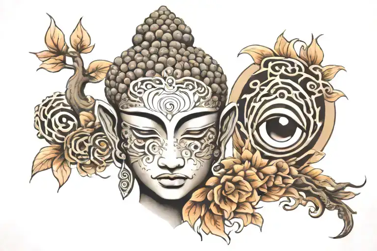 Buddhist Eyes looking tattoo design idea