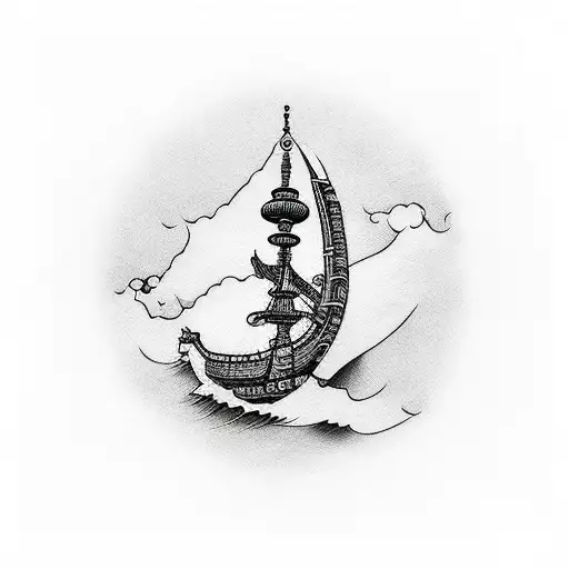 global with ship and big anchor  tattoo design idea