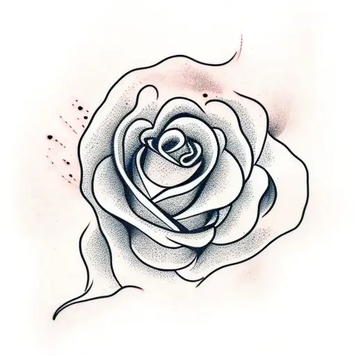 dry burning rose tattoo design idea