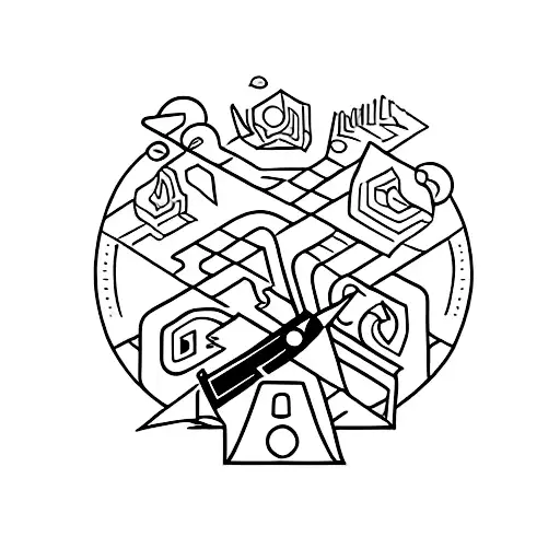 stickman con un circulo alrededor tattoo design idea