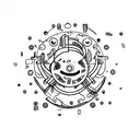 stickman con un circulo alrededor tattoo design idea