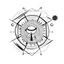 stickman con un circulo de rayas alrededor tattoo design idea