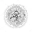 stickman con un circulo de rayas alrededor tattoo design idea