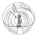 stickman con un circulo de rayas alrededor tattoo design idea