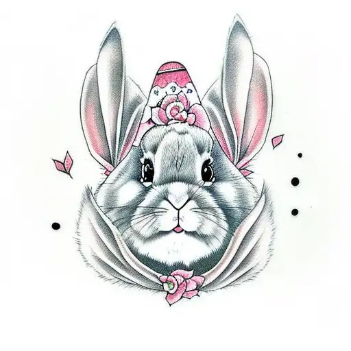 Cute Bunny Tattoo Design