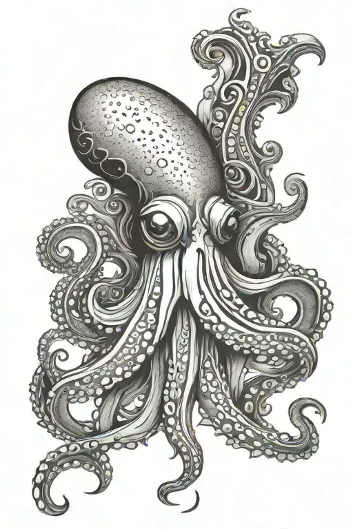 squid body tattoo design idea