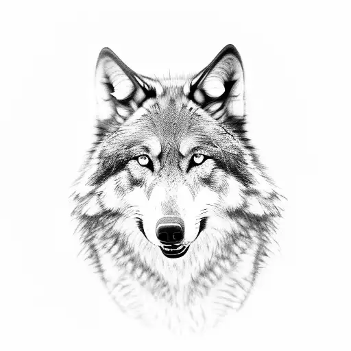A realistic black and grey wolf howling at the moon over a beach landscape tattoo design idea