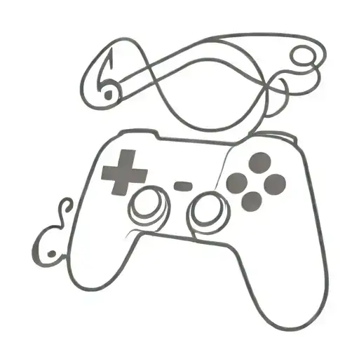 A minimalist tattoo design of a gaming controller morphing into a musical note, reflecting the client's interests in gaming and music tattoo design idea