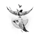 Three and birds tattoo design idea