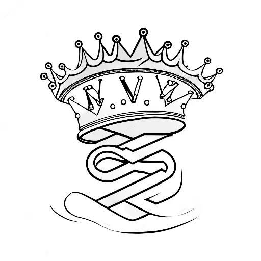 letter m with crown on top tattoo design idea