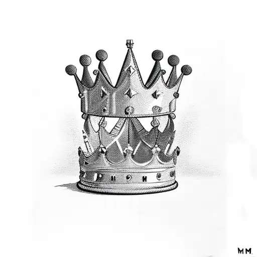 letter m with crown tattoo design idea