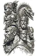 gladiator, zeus y poseidon tattoo design idea
