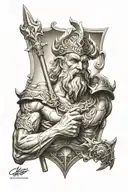 Poseidon holding a trident tattoo design idea