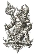 Poseidon holding a trident tattoo design idea