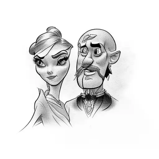 Disney couple  tattoo design idea