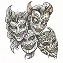 masks theater masks sad and happy tattoo design idea