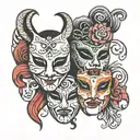 masks theater masks sad and happy tattoo design idea