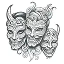masks theater masks sad and happy tattoo design idea