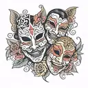 masks theater masks sad and happy tattoo design idea