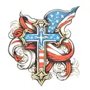 american flag and cross tattoo design idea