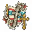 american flag and cross tattoo design idea