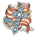 american flag and cross tattoo design idea
