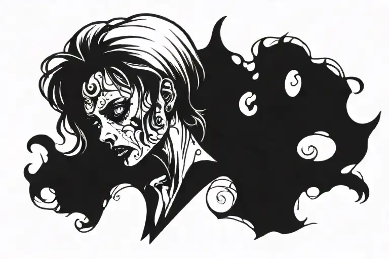 zombie girl all bloody tattoo design idea