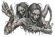 zombie girl all bloody tattoo design idea