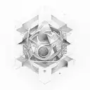 time traveller,geometric , abstract tattoo design idea