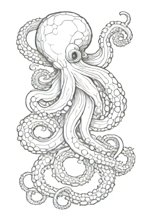 octopus wrapped loosely around leg  tattoo design idea
