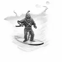 ninja on a surfboard tattoo design idea