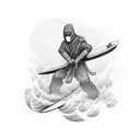 ninja on a surfboard tattoo design idea