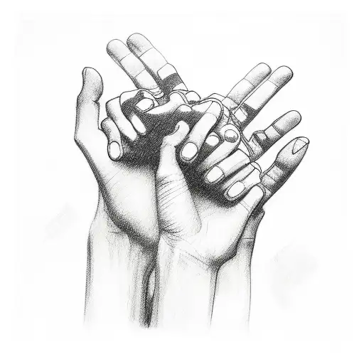five hand holding and loose one tattoo design idea
