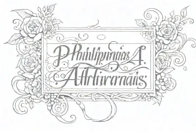 Philippians 4:13 written in cursive in a box with parents initals in the bottom of it   tattoo design idea