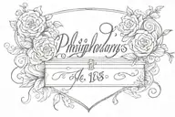 Philippians 4:13 written in cursive in a box with parents initals in the bottom of it   tattoo design idea