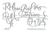 Philippians 4:13 written in cursive with parents initals in the bottom of it   tattoo design idea