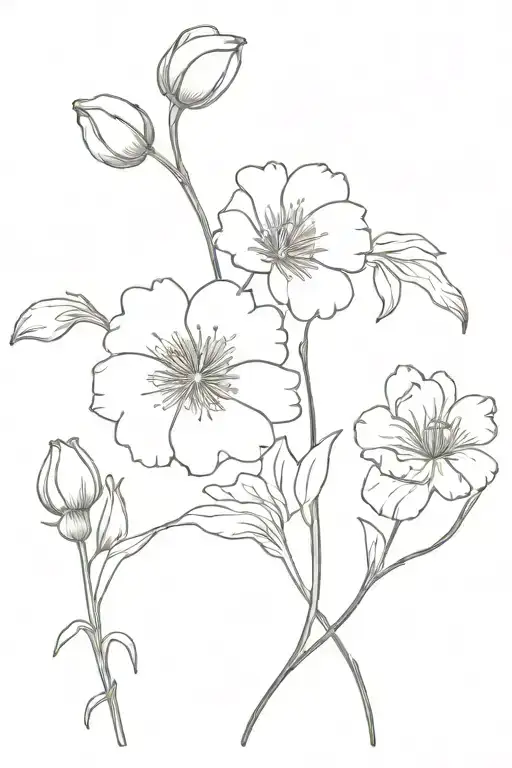 marigold and sweet pea flower tattoo design idea