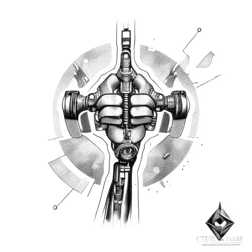 cybernetic arm tattoo design idea