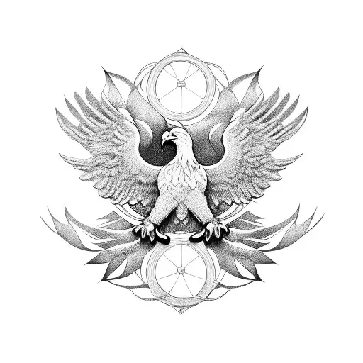 intertwined eagles in a circular design tattoo design idea