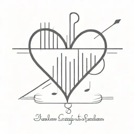 A minimalist tattoo of a music equalizer bar forming the shape of a heart, representing the harmony between your love for music and your mom tattoo design idea